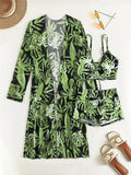 2024 Bikini Set: Push Up Twist Print Swimsuit with Long Sleeve Cover Up