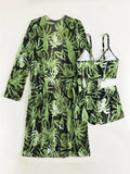 2024 Bikini Set: Push Up Twist Print Swimsuit with Long Sleeve Cover Up