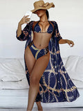 2024 Bikini Set: Push Up Twist Print Swimsuit with Long Sleeve Cover Up