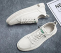 2024 Men's Fashion Leather Sneakers: White Vulcanized, Breathable, Casual Flats