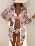 2024 Bikini Set: Push Up Twist Print Swimsuit with Long Sleeve Cover Up