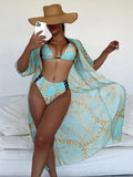 2024 Bikini Set: Push Up Twist Print Swimsuit with Long Sleeve Cover Up