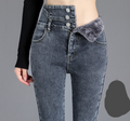 Winter Warmth: High-Waist Fleece Skinny Jeans for Stylish women