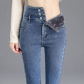 Winter Thermal High-Waist Skinny Jeans: Warm, Stretchy, and Stylish