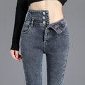 Winter Thermal High-Waist Skinny Jeans: Warm, Stretchy, and Stylish