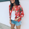 Elegant Floral Bomber Jacket: Spring/Autumn Office Wear, Retro Style