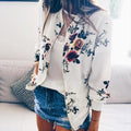 Elegant Floral Bomber Jacket: Spring/Autumn Office Wear, Retro Style