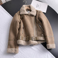 Winter Women's Suede Lamb Jacket: Short, Warm, Faux Shearling Outwear