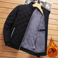 Diamond Pattern Fleece-Lined Bomber Jacket: Men's Fashion