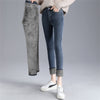 New Winter Blue Warm Jeans: Women's Mid-Waist Skinny Fleece Denim