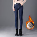 Winter Women's Velvet Lined Jeans: Oversized Slim Fit, Thicken Warm Denim