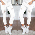 New Women's Ripped Jeans: Stretchy Pencil Pants in Big Sizes