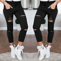 New Women's Ripped Jeans: Stretchy Pencil Pants in Big Sizes