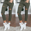 New Women's Ripped Jeans: Stretchy Pencil Pants in Big Sizes