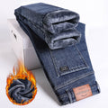 Men Winter Fleece-Lined Velvet Jeans