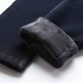 High Quality Winter Men's Warm Fleece Slim Fit Jeans