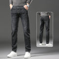 Winter Fashion: Slim Stretch Fleece Jeans for Men with Plush Velvet