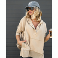 Varanda® Casual Loose White Women Sweatshirt V-neck Hoodies