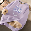 Varanda® Printed Cute Fleece Warm Hoodies Women Loose Sweatshirts