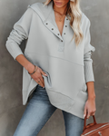 Varanda® Casual Loose White Women Sweatshirt V-neck Hoodies