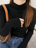 Varanda® Winter Knitted Ribbed Turtleneck Sweater for Women