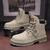 Men's High-Top Leather Motorcycle Boots: Fashionable, Winter-Ready, Lace-Up Military Style