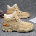 2024 Winter Warm Men's Boots: New Fur Sneakers, Fashionable Waterproof Leather, Rubber Hiking Shoes