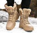 Unisex Military Leather Combat Boots: Plus Size 36-46, Fur Plush, Winter Snow