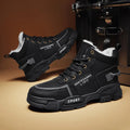 2024 Winter Warm Men's Boots: New Fur Sneakers, Fashionable Waterproof Leather, Rubber Hiking Shoes