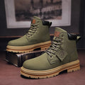 Men's High-Top Leather Motorcycle Boots: Fashionable, Winter-Ready, Lace-Up Military Style