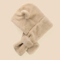 Winter Faux Fur Baby Hat Scarf: Cartoon Bear Design, Warm and Windproof