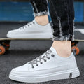 2024 Men's Fashion Leather Sneakers: White Vulcanized, Breathable, Casual Flats