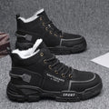 2024 Winter Warm Men's Boots: New Fur Sneakers, Fashionable Waterproof Leather, Rubber Hiking Shoes