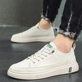 2024 Men's Fashion Leather Sneakers: White Vulcanized, Breathable, Casual Flats