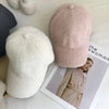 Warm Solid Color Baseball Cap: Cozy Cony Hair, Stylish Women's Visor Hat for Autumn/Winter