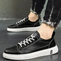 2024 Men's Fashion Leather Sneakers: White Vulcanized, Breathable, Casual Flats