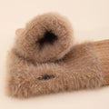 Cozy in Style: Women's Winter Plush Gloves - Elastic, Half Fingers, Mink Fur Knitted Design