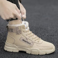 2024 Winter Lace-Up Ankle Boots: Warm, Fashionable, Flock Plush, Plus Size Men's Shoes