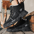 2024 Winter Warm Men's Boots: New Fur Sneakers, Fashionable Waterproof Leather, Rubber Hiking Shoes