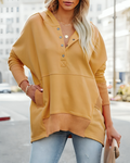 Varanda® Casual Loose White Women Sweatshirt V-neck Hoodies