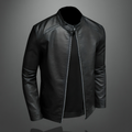 Varanda® Leather Jacket Men Stand Collar Slim Fit