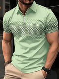 Martin™ 3D digital print zipper style polo shirt