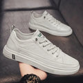 2024 Men's Fashion Leather Sneakers: White Vulcanized, Breathable, Casual Flats