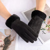 Winter Cashmere Warmth: Suede Leather Cycling Mittens - Stylish and Touch Screen Compatible