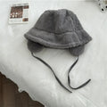 English Style Ear Protection Bucket Hats: Retro Plush Caps for Autumn/Winter Travel