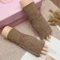 Cozy in Style: Women's Winter Plush Gloves - Elastic, Half Fingers, Mink Fur Knitted Design