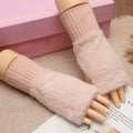 Cozy in Style: Women's Winter Plush Gloves - Elastic, Half Fingers, Mink Fur Knitted Design