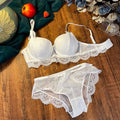 Logirlve Embroidery Sexy Underwear Set: Lace Brassiere, Deep V Push-Up Bra, and Panties