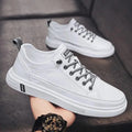 2024 Men's Fashion Leather Sneakers: White Vulcanized, Breathable, Casual Flats