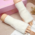 Cozy in Style: Women's Winter Plush Gloves - Elastic, Half Fingers, Mink Fur Knitted Design